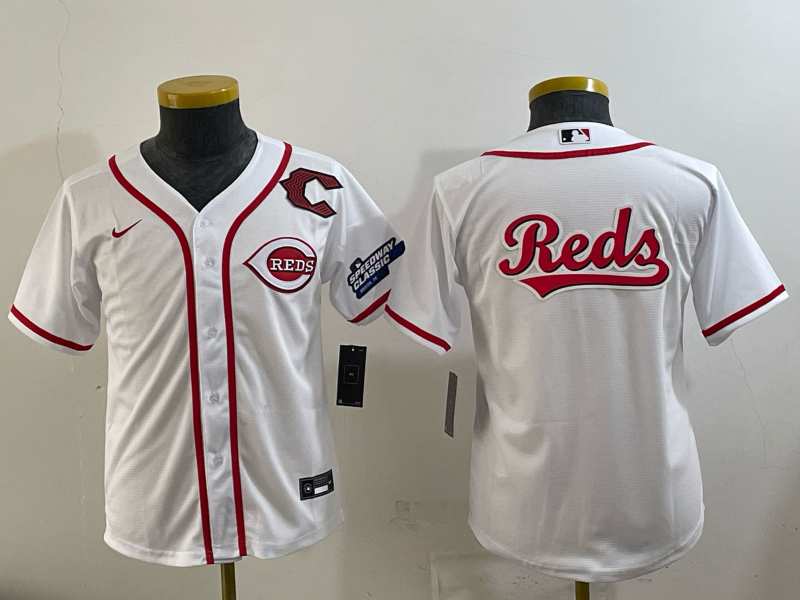 Youth Cincinnati Reds Blank white 2025 Nike MLB Jersey 003->youth mlb jersey->Youth Jersey